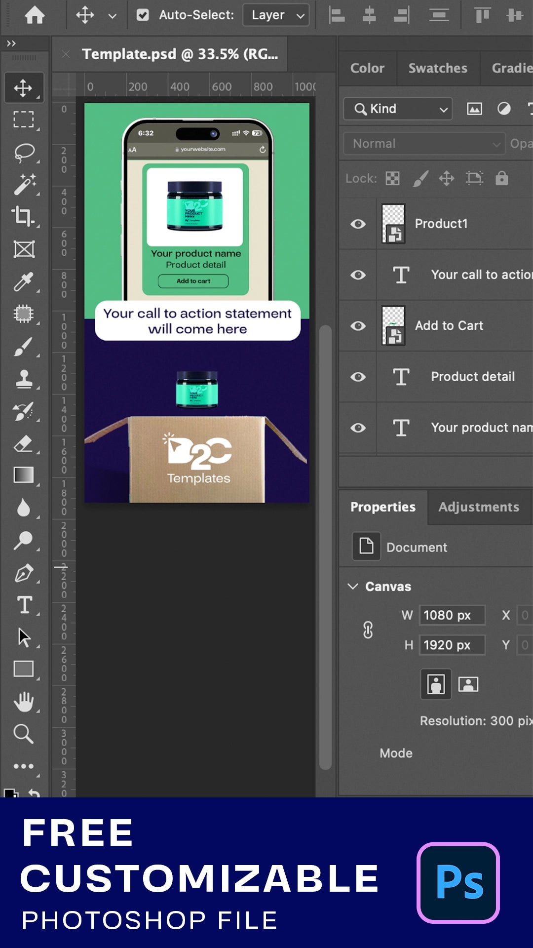 Creative ad showing products added to cart | After Effects Template