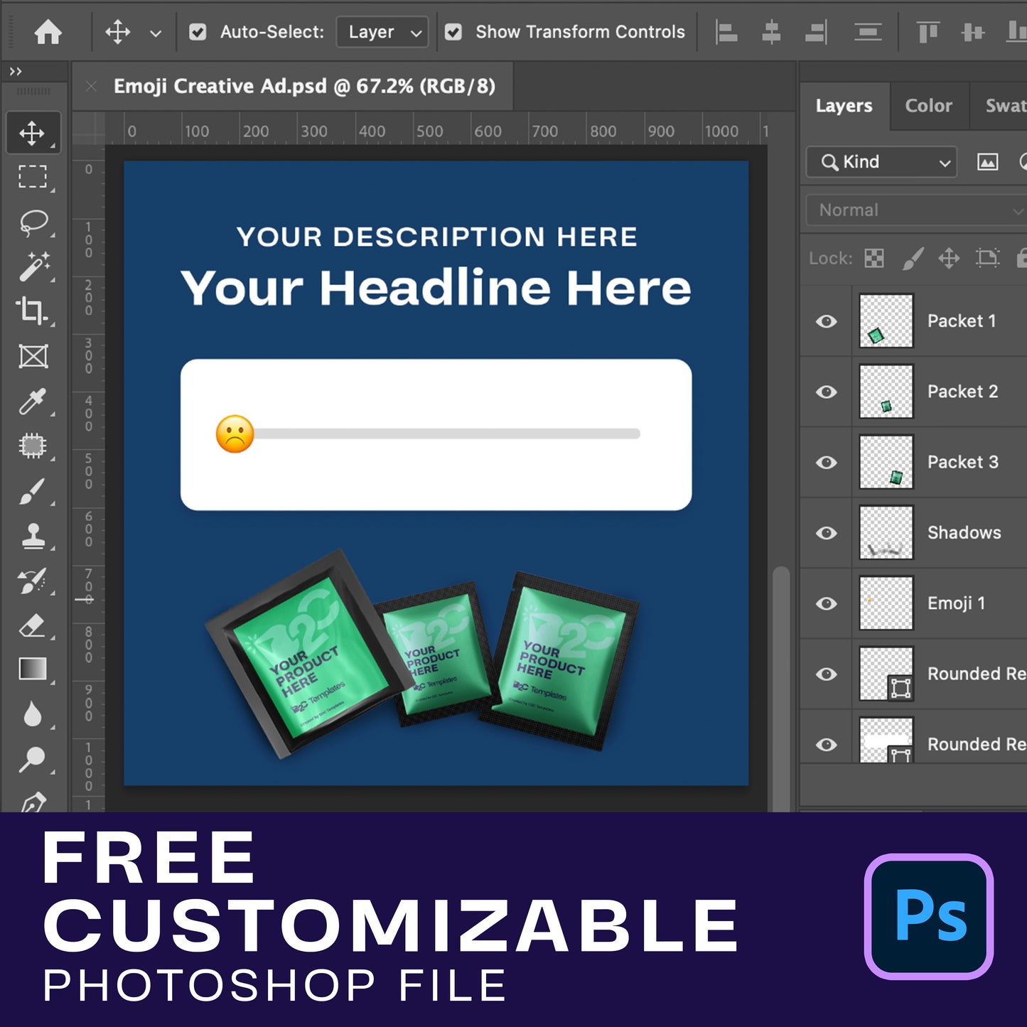 Emoji Effect unhappy to happy Ad | After Effects Template