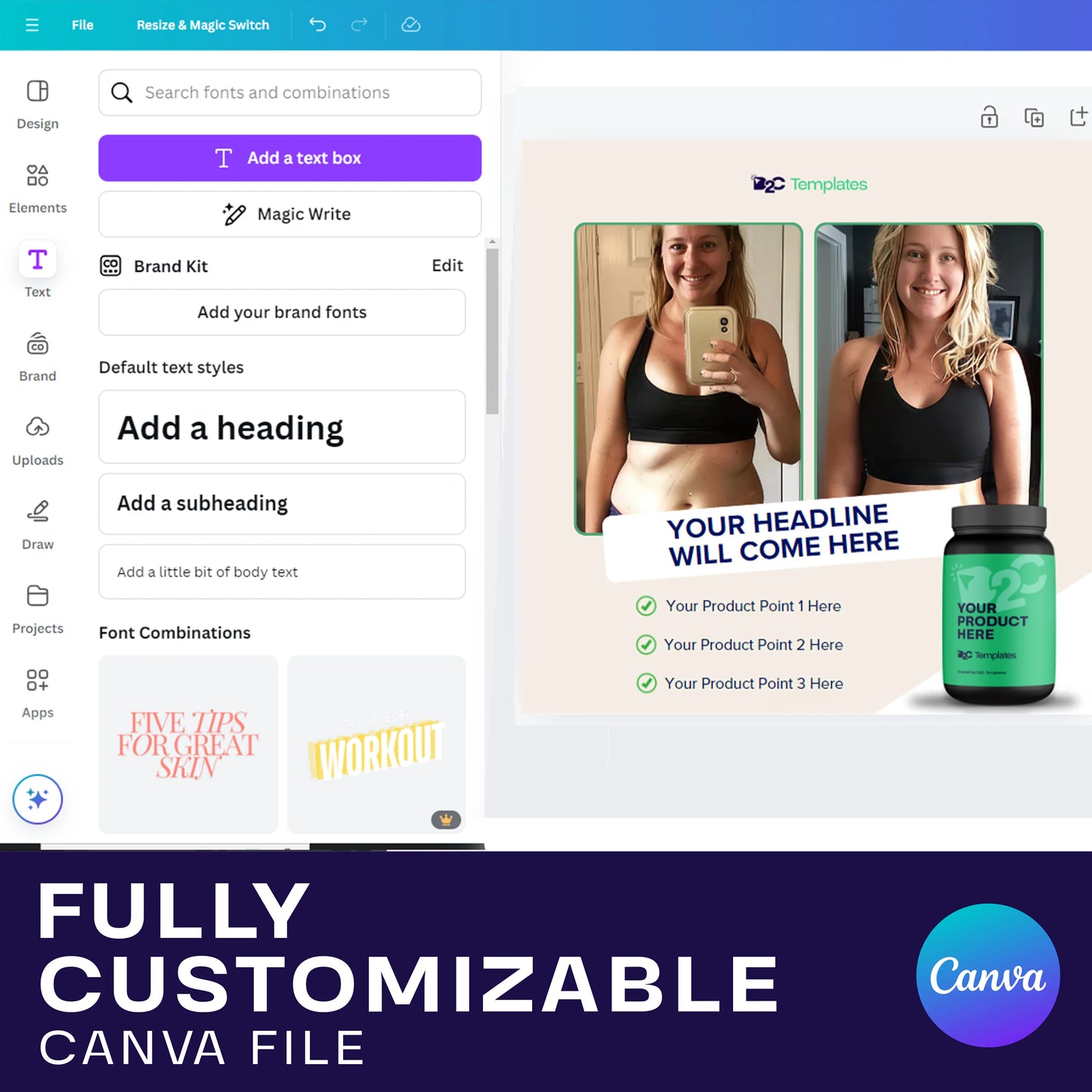 Transform Your Journey with Our Customizable Before & After Ad | Canva Template