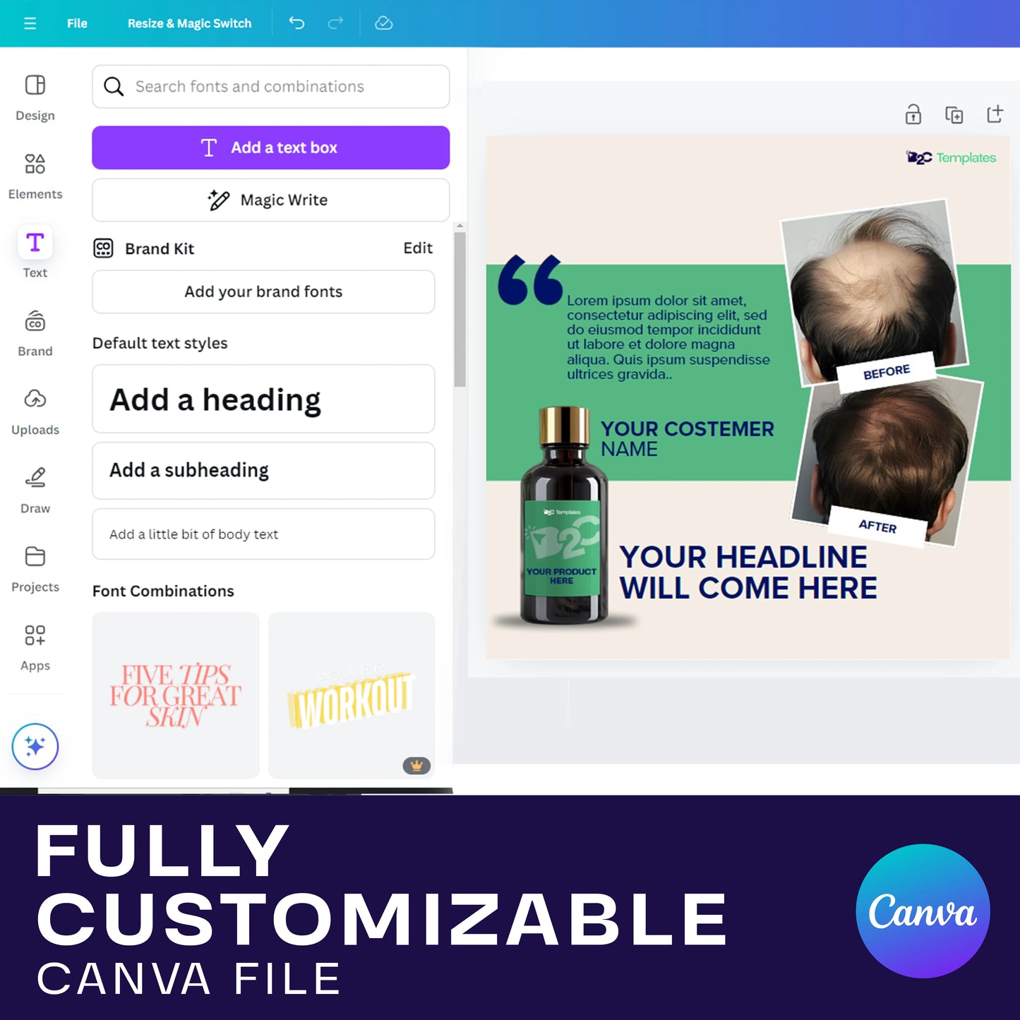 Transformations That Speak: Before & After Customer Reviews | Canva Templates