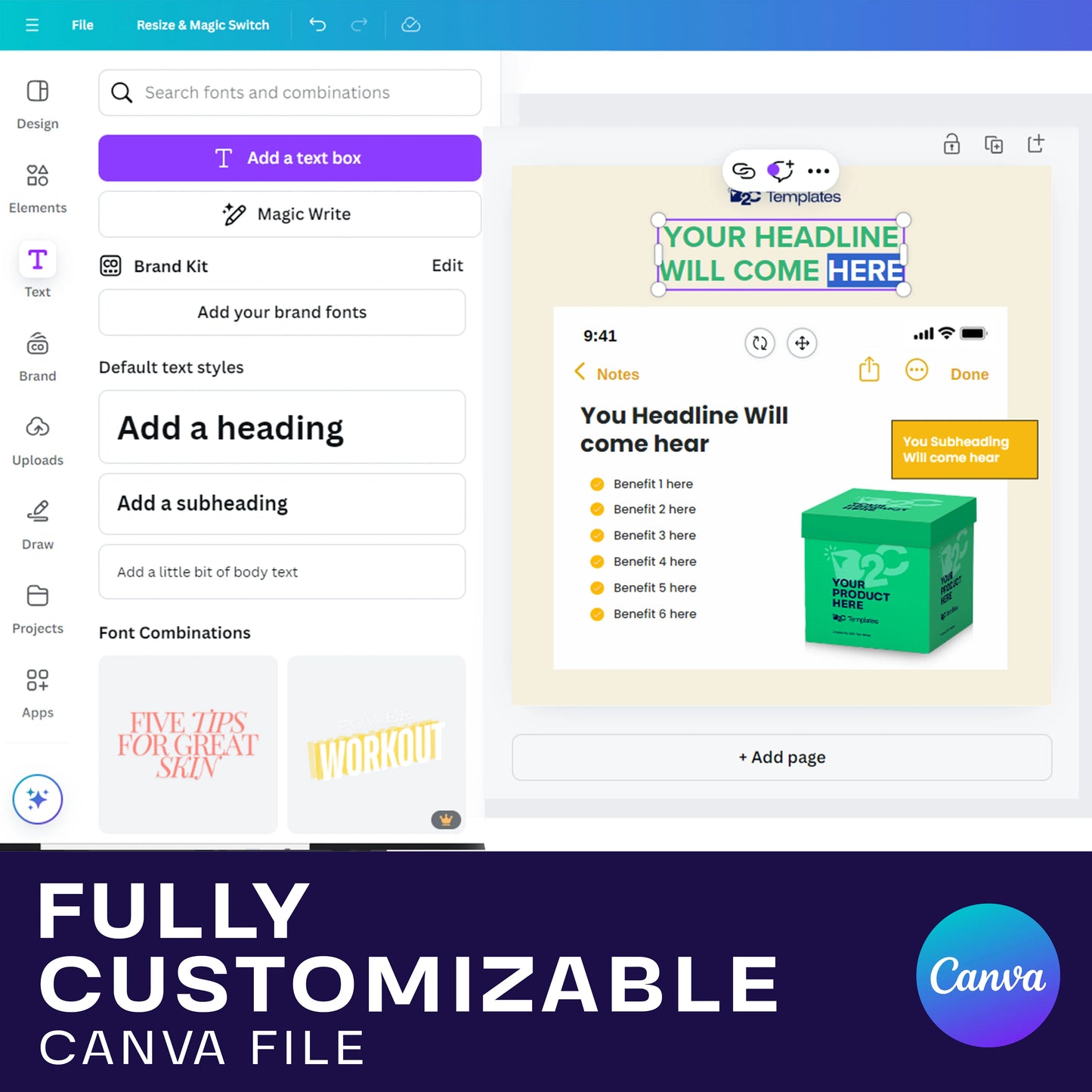 Trendy iPhone Notes App static ad | Canva Template