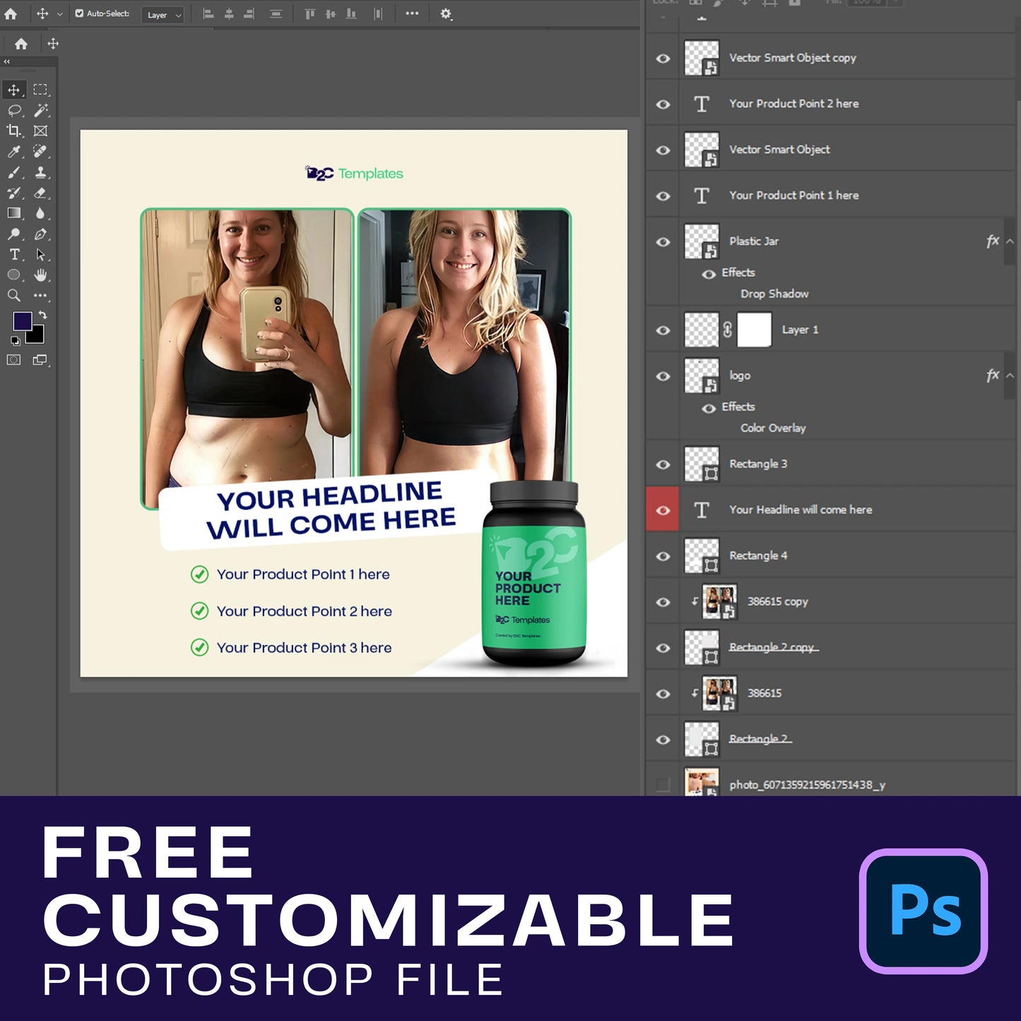 Transform Your Journey with Our Customizable Before & After Ad | Canva Template