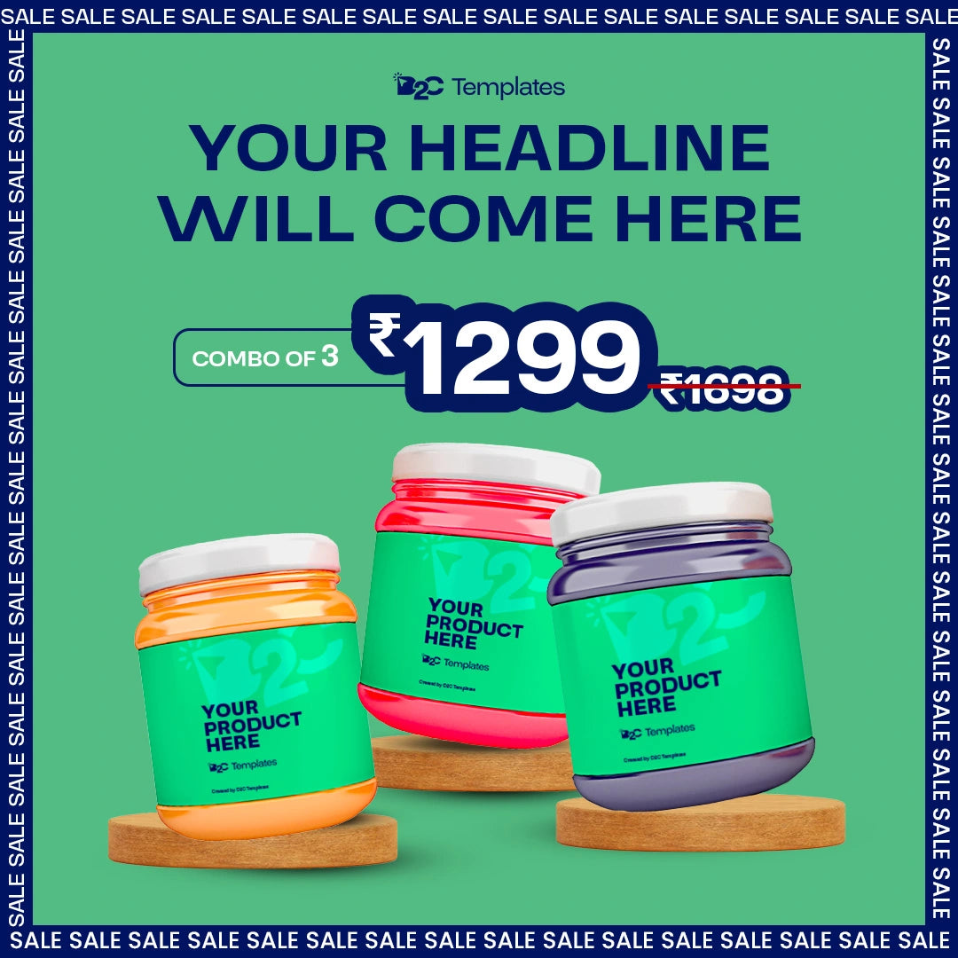 Static Ad Creative for Showcasing a Combo of Three Products AND OFFER PRICE | CANVA Template